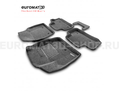 Текстильные 3D коврики Euromat3D Business в салон для Land Rover Freelander II (2006-2014) № EMC3D-003101G Серые
