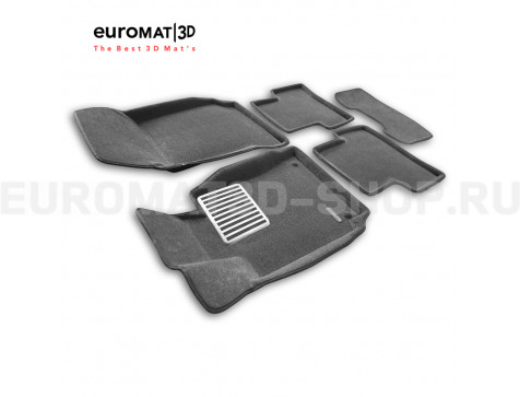 Текстильные 3D коврики Euromat3D Lux в салон для Mercedes C-Class (W204) (2007-2014) № EM3D-003503G Серые