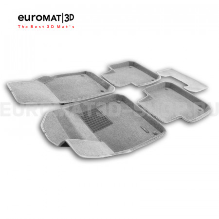 Текстильные 3D коврики Euromat3D Lux в салон для Porsche Cayenne (2018-) № EM3D-004106S Светло-серые